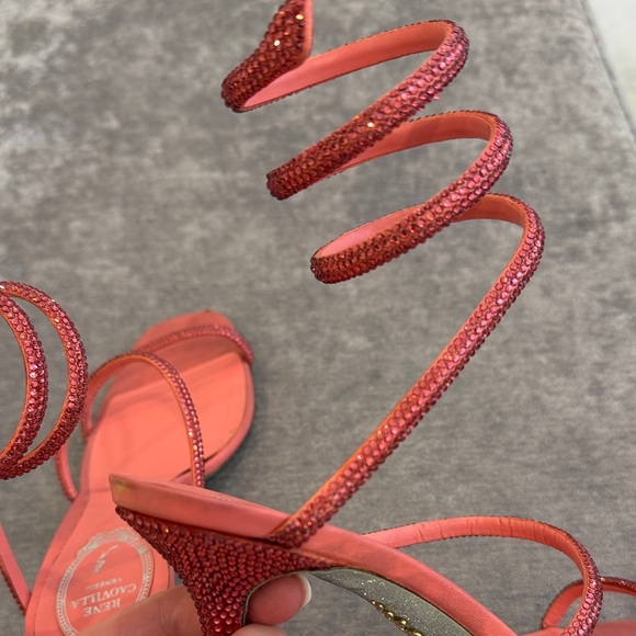 Rene Caovilla Red Strappy Women's Sandals size 8.5(38.5) - Picture 6 of 12